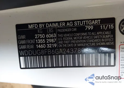 2016 Mercedes-Benz S 550 4Matic z USA, uszkodzony, nr VIN WDDUG8FB6GA243780